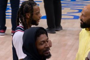 ?哥们你哪儿来的？？？快船惜败镜头给到加兰 下方冒出来个比尔_24直播网