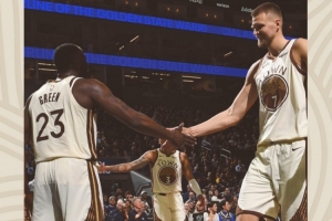 高瘦+矮壮组合！勇士宣布赢球海报：封面人物为波津+追梦_24直播网