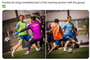 有望复出！巴萨官方：德容今日完成部分合练_24直播网